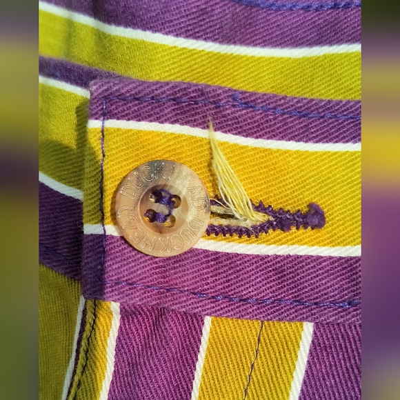 💜 vintage duck head purple, green yellow high waisted striped shorts - Picture 3 of 6